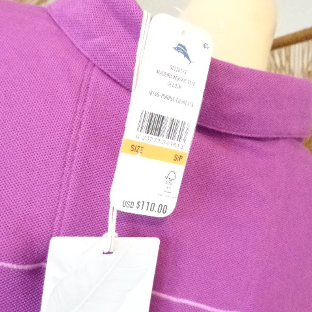 NWT Tommy Bahama Purple Island Zone S Maderia Mosaic Five O Clock SS Polo $110 - Picture 9 of 10